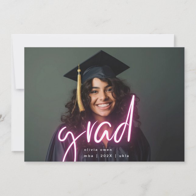 Anuncio Elegante graduado de posgrado de dos neones blanco (Anverso)