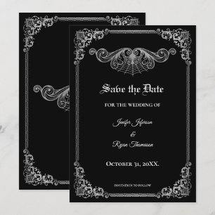 Anuncio Elegante guardar la fecha de boda gótica negra