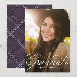 Anuncio Elegante guión de graduado ciruela vertical gradua