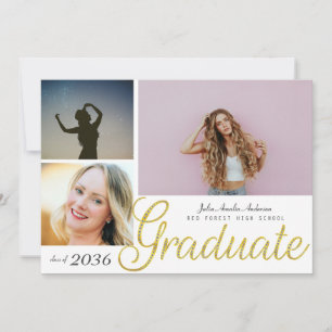 Anuncio Elegante guión dorado superposición de tres gradua