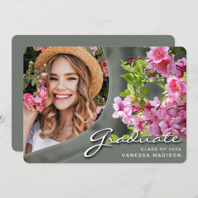 Anuncio Elegante guión Flores Sage | Grado moderno de foto (Anverso / Reverso)