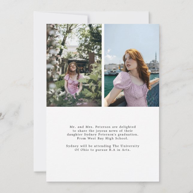 Anuncio Elegante guión moderno 3 Graduación de fotos (Reverso)