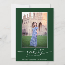 Anuncio Elegante guión moderno foto de graduación verde