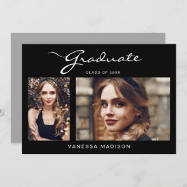 Anuncio Elegante guión moderno simple | 2 Graduación fotog