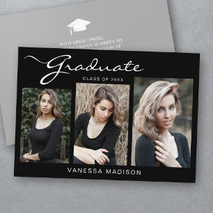 Anuncio Elegante guión moderno simple   3 Graduación fotog