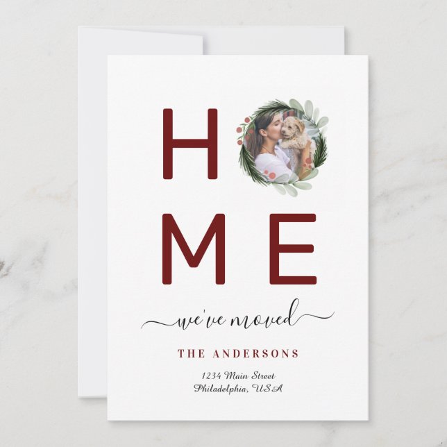 Anuncio Elegante Hemos mudado Navidades Foto de Wreath HOM (Anverso)