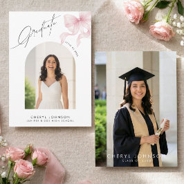 Anuncio Elegante lazo rosa 2 Foto Graduación