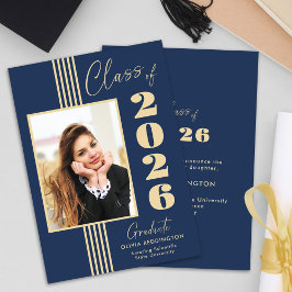 Anuncio Elegante Marco de Foto Dorado de Marina Graduación