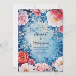 Anuncio Elegante marco floral Vintage Wedding Save the Dat