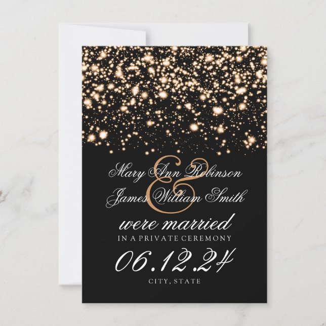 Anuncio Elegante Matrimonio / Elopement Gold Midnight Glam (Anverso)