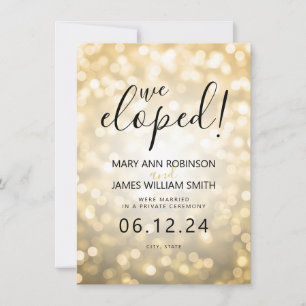 Anuncio Elegante Matrimonio / luz de la Bokeh de Oro Elope