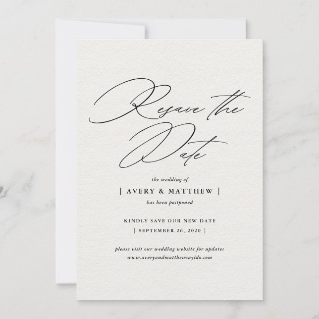 Anuncio Elegante Minimal ReGuardar la Fecha Boda (Anverso)