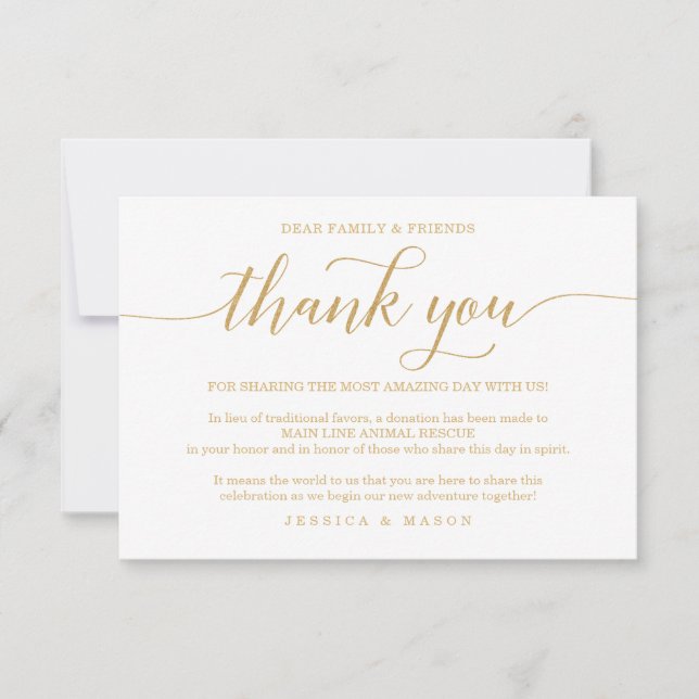 Anuncio Elegante Mínimo Oro en lugar de Favor Plaza Tarjet (Anverso)