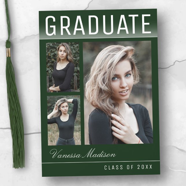 Anuncio Elegante Moderno 3 Foto Graduación Verde (Subido por el creador)