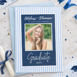 Anuncio Elegante Moderno Azul Blanco Foto Graduación  
