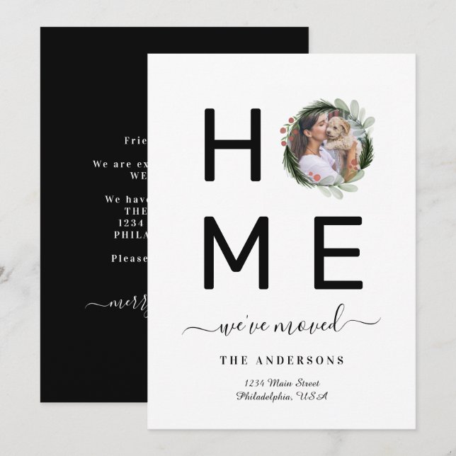 Anuncio Elegante negro hemos movido a Navidades de foto Wr (Anverso / Reverso)