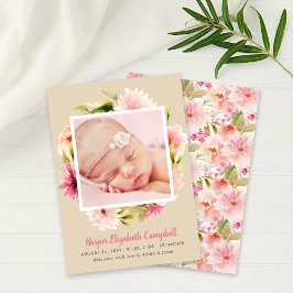 Anuncio Elegante niña floral rosa foto beige