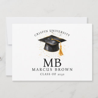 Anuncio Elegante nombre de graduación Monograma de oro