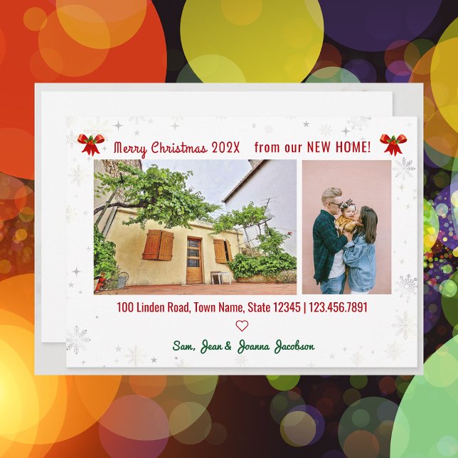 Anuncio Elegante nuevo hogar para Navidades Fotos Holly (Simple Modern Elegant Cute We've Moved New Home Christmas Holly 2 Photos Modern Cute Handwriting)