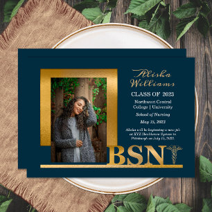 Anuncio Elegante Oro Clásico BSN Caduceus 1 Foto Dk Verde