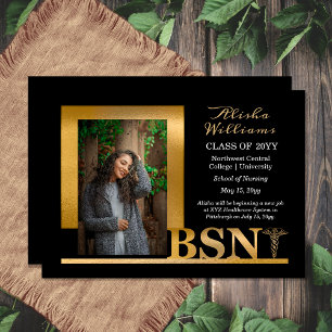 Anuncio Elegante Oro Clásico BSN Caduceus 1 Foto Negro