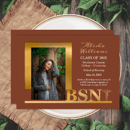 Anuncio Elegante Oro Clásico BSN Caduceus Foto Terracotta