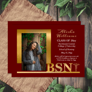 Anuncio Elegante Oro Clásico BSN Caduceus Photo Maroon