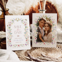 Elegante Pastel Flores Silvestres Boda Salvar la F