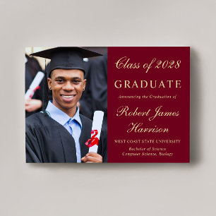 Anuncio Elegante Photo College Borgoña Graduación de Oro