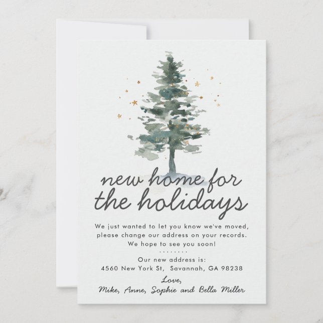 Anuncio Elegante Pine Tree Nuevo Hogar Para Las Vacaciones (Anverso)