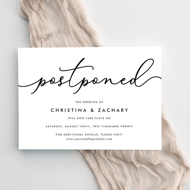 Anuncio Elegante postergación del Boda de escritura en bla (Subido por el creador)