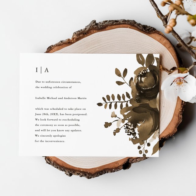 Anuncio Elegante postergación del Boda Floral Taupe (Subido por el creador)