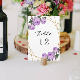 Anuncio Elegante Purpurina de oro Geo Morado Mesa Floral N