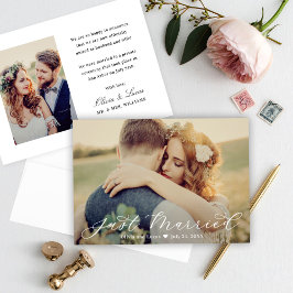 Anuncio Elegante recién casados guión blanco foto de boda