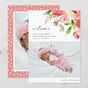 Anuncio Elegante rosa rosa floral foto bebé