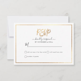 Anuncio Elegante RSVP, Faux Gold Script