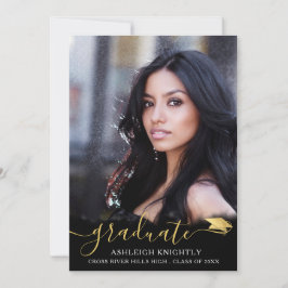 Anuncio Elegante Script Black Gold 4 Graduación de fotos