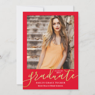 Anuncio Elegante Script Brillante Red Gold Graduación de 2