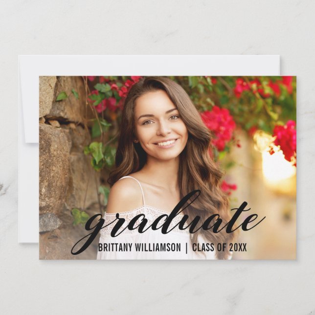 Anuncio Elegante Script College Graduation Photo (Anverso)