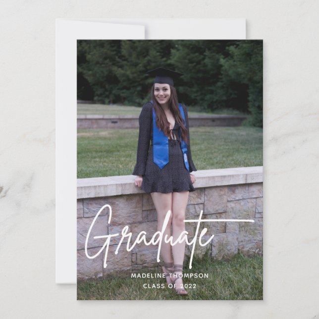Anuncio Elegante Sencillo Guión Graduación de Foto Graduad (Anverso)