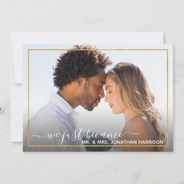 Anuncio Elegante, simple foto de oro, sitio web recién cas (Anverso)