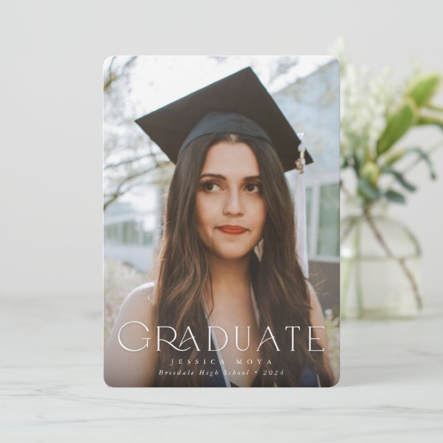 Anuncio Elegante superposición tipográfica Dos Graduación  (Anverso de pie)