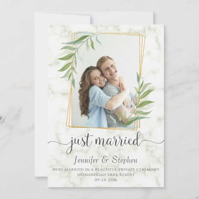 Anuncio Elegante Tipografía Eucalyptus Marble Elopement (Anverso)