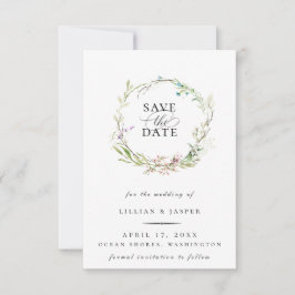 Anuncio Elegante Wreath Botánica De Flor Silvestre Guardar