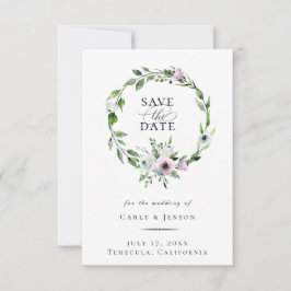 Anuncio Elegante Wreath Floral Mauve Guardar La Fecha