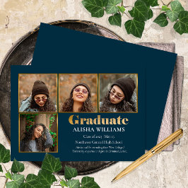 Anuncio Elegante y elegante graduado de textos de oro 4 Fo
