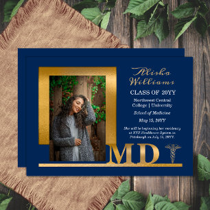 Anuncio Elegante y elegante oro MD Caduceus 1 Foto Azul