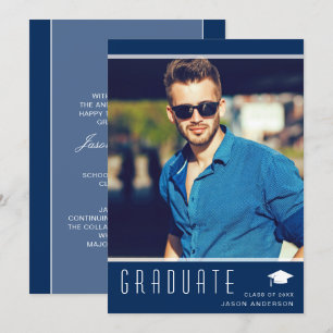 Anuncio Elegante y moderno Graduado Elegante Foto Azul