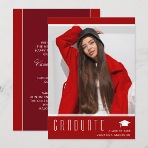 Anuncio Elegante y moderno Graduado Elegante Foto Rojo