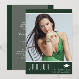 Anuncio Elegante y moderno Graduado Elegante Foto Verde